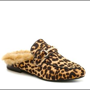 Steve Madden Jill Leopard Fur Mules Almost-New